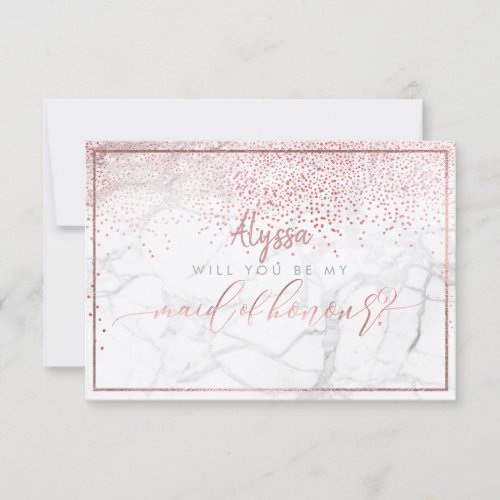 PixDezines Faux Rose Gold Will You Be Maid of Invitation