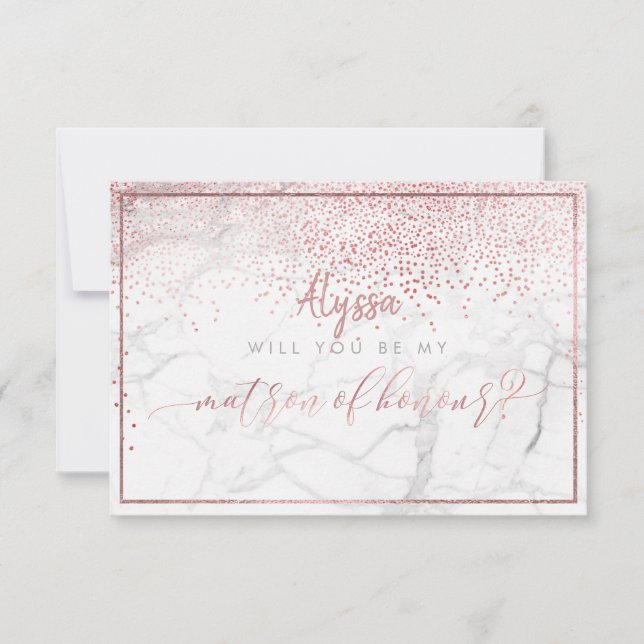 PixDezines Faux Rose Gold Will You Be Matron Invitation (Front)