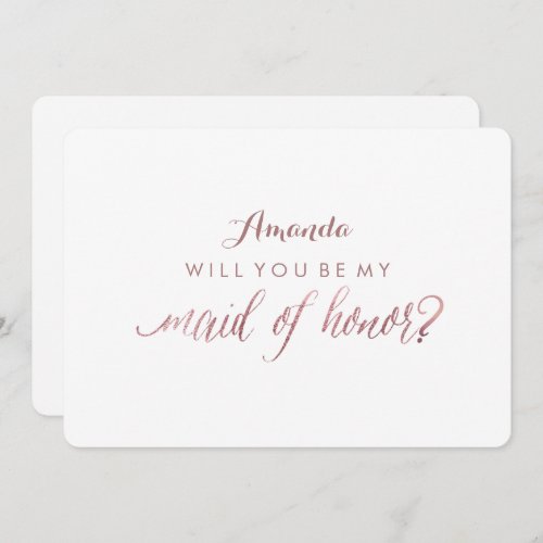 PixDezines Faux Rose Gold Will You Be My Maid Invitation