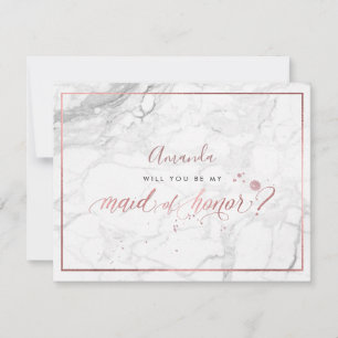PixDezines Faux Rose Gold Will You  Maid of Honor Invitation