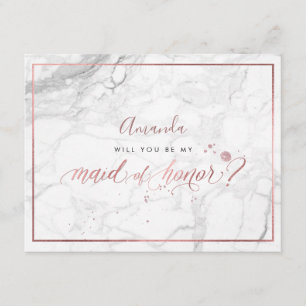 PixDezines Faux Rose Gold Will You Maid of Honor Invitation