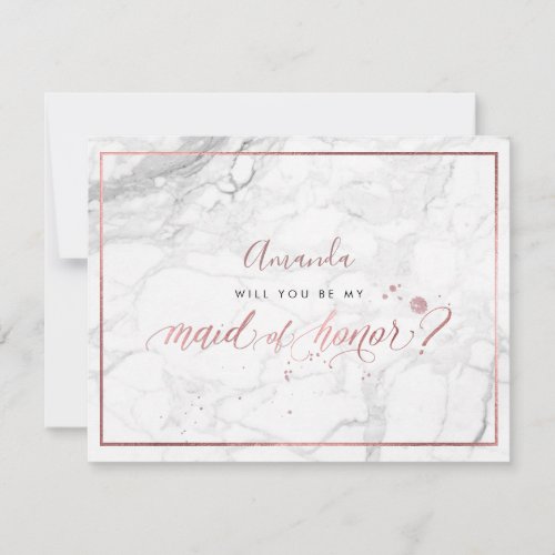 PixDezines Faux Rose Gold Will You  Maid of Honor Invitation