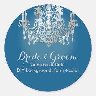 PixDezines faux silve crystal chandelier/DIY color Classic Round Sticker