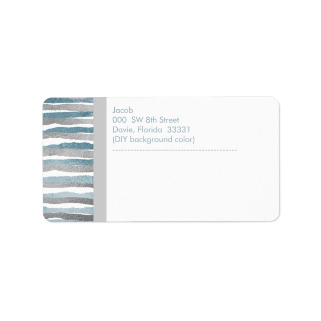 PixDezines faux silver+blue foil stripes Label (Front)
