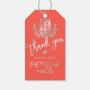 PixDezines Faux Silver Chandelier / Bat Mitzvah Gift Tags
