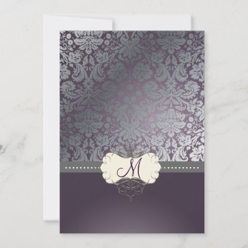 Baroque faux foil lace/plum Invitations