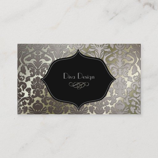 Customizable PixDezines faux silver flora damask/diy color Business Card