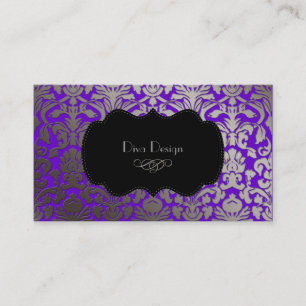 PixDezines faux silver flora damask/diy color Business Card