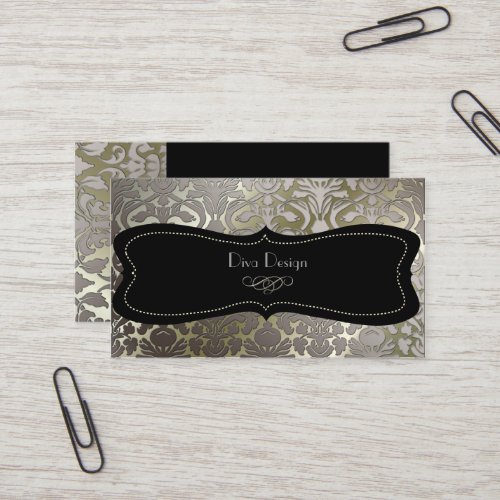 PixDezines faux silver flora damask/diy color Business Cards