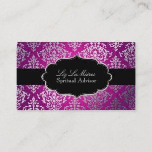 PixDezines Faux Silver Josephine Damask/DIY color Business Card