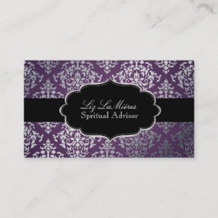 PixDezines Faux Silver Josephine Damask/DIY color Business Card