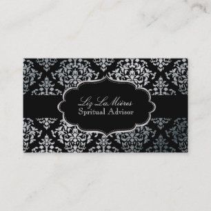 PixDezines Faux Silver Josephine Damask/DIY color Business Card