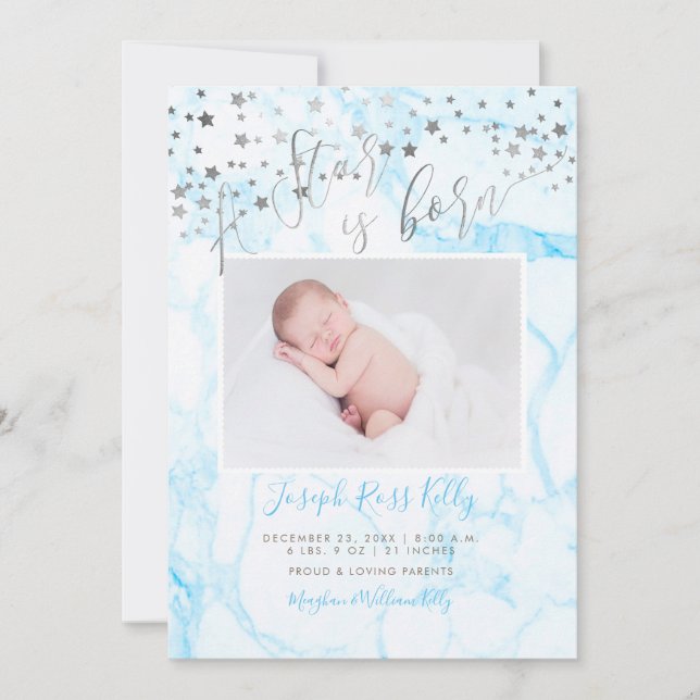 PixDezines Faux Silver Stars, A Star is Born Invitation (Front)