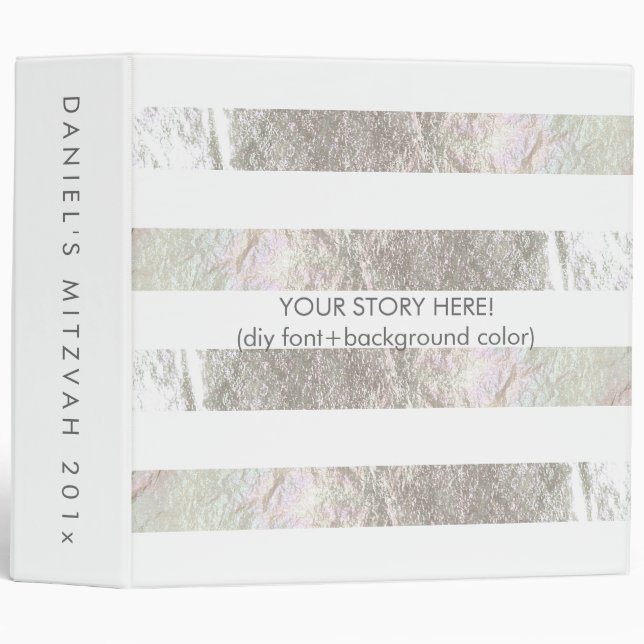 PixDezines faux silver stripes 3 Ring Binder (Front/Spine)