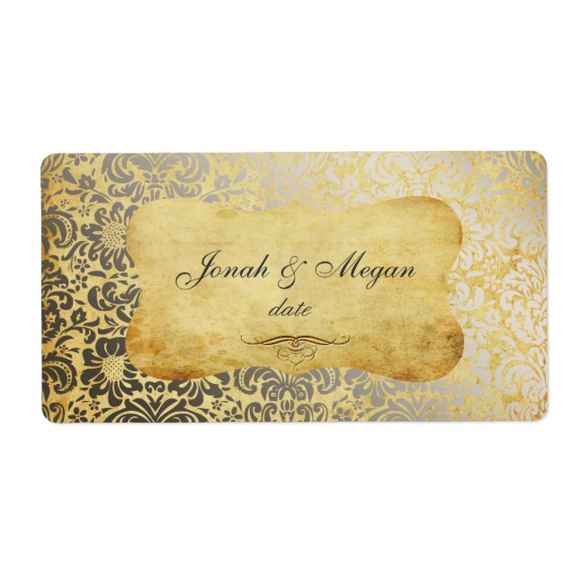 PixDezines Felina, Faux Silver Fidora Damask Label (Front)