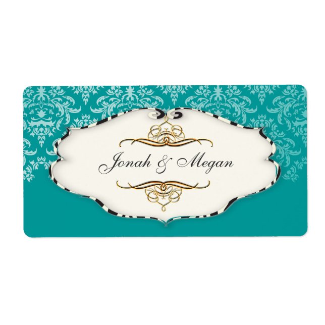 PixDezines Felina, teal  + pearl damask 14 Label (Front)