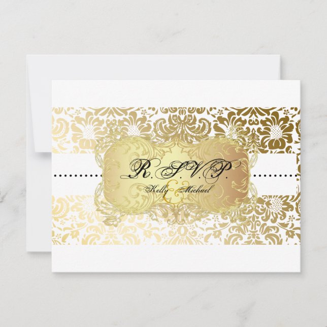 PixDezines Fidora Damask RSVP cards, require 5x7 Card (Front)