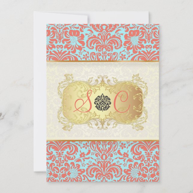 PixDezines Fidora Vintage Damask Invitation (Front)