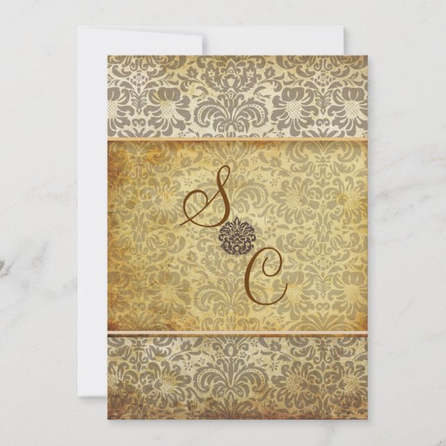 PixDezines Fidora, Vintage Damask Invitation (Front)
