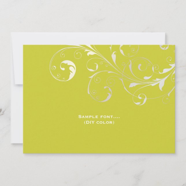 PixDezines filigree swirls/diy colors, chartreuse Invitation (Front)