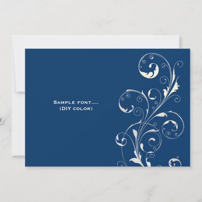 PixDezines filigree swirls/diy colors, navy Invitation (Front)
