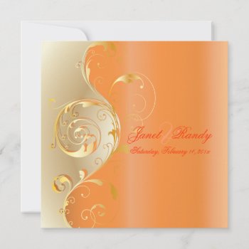 Pixdezines Filigree Swirls/gold Orange/diy Events Invitation by custom_stationery at Zazzle