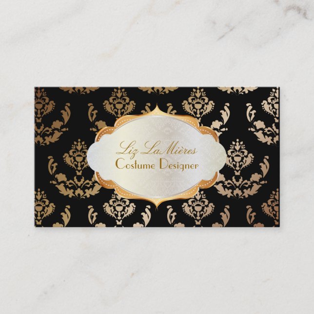 PixDezines firenze damask/copper/diy background Business Card (Front)