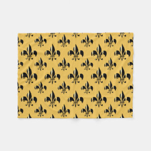 PixDezines fleur de lis/black/gold Fleece Blanket