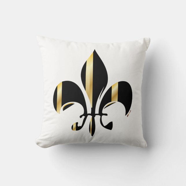 PixDezines fleur de lis/gold/black/DIYbackground Throw Pillow (Front)