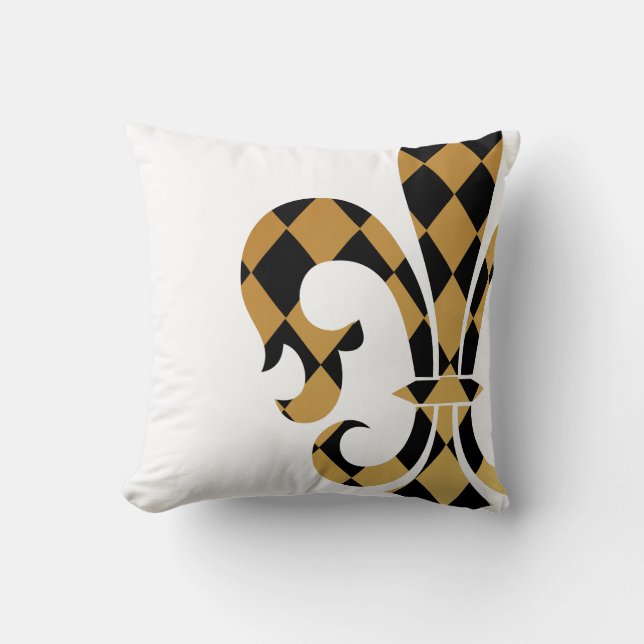 PixDezines fleur de lis/gold/black/DIYbackground Throw Pillow (Front)