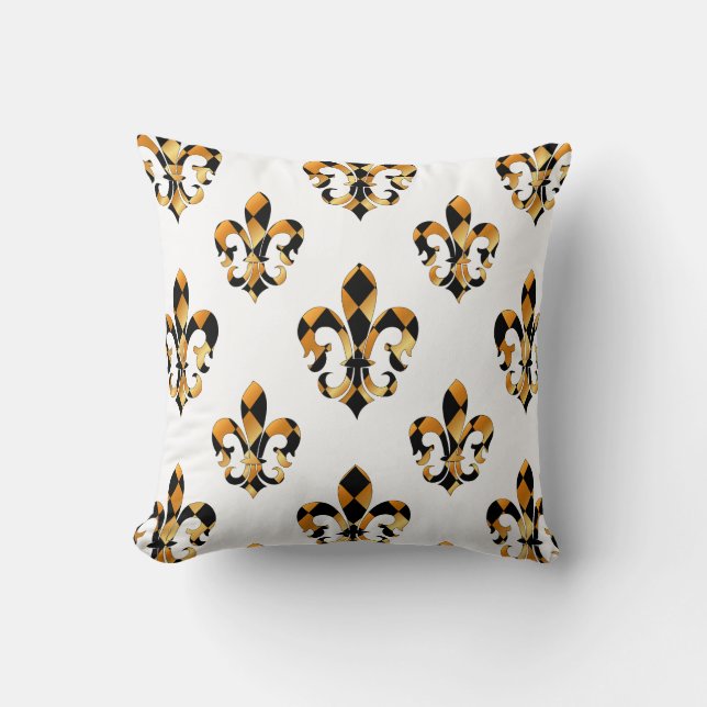 PixDezines fleur de lis/gold/black/DIYbackground Throw Pillow (Front)