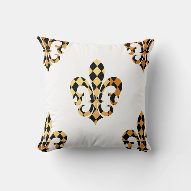 PixDezines fleur de lis/gold/black/DIYbackground Throw Pillow (Front)
