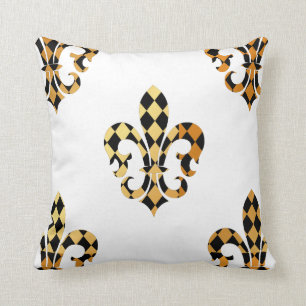 PixDezines fleur de lis/gold/black/DIYbackground Throw Pillow