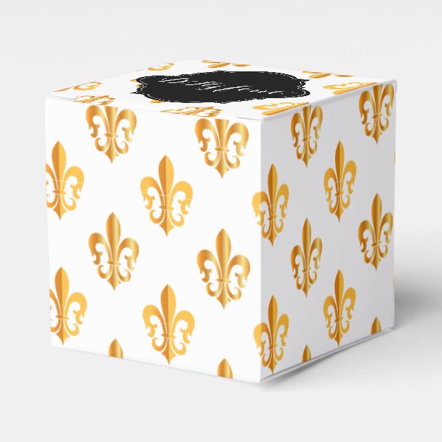 PixDezines fleur de lis gold Favor Boxes (Front Side)