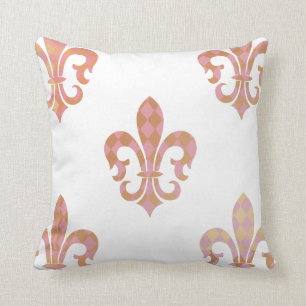PixDezines fleur de lis/pink/gold/DIYbackground Throw Pillow
