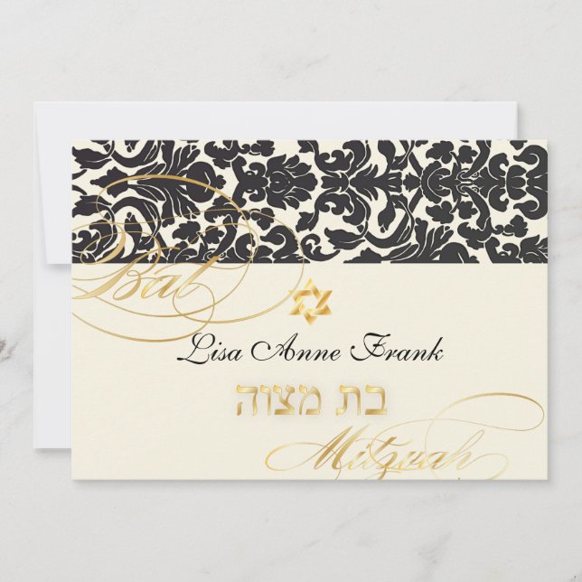 PixDezines Flora Damask, Bat Mitzvah/ DIY color Invitation (Front)