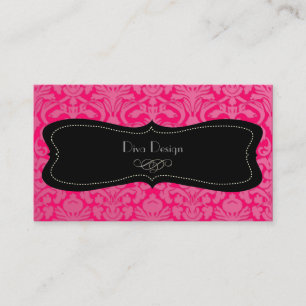 PixDezines flora damask/diy color/hot pink/black Business Card