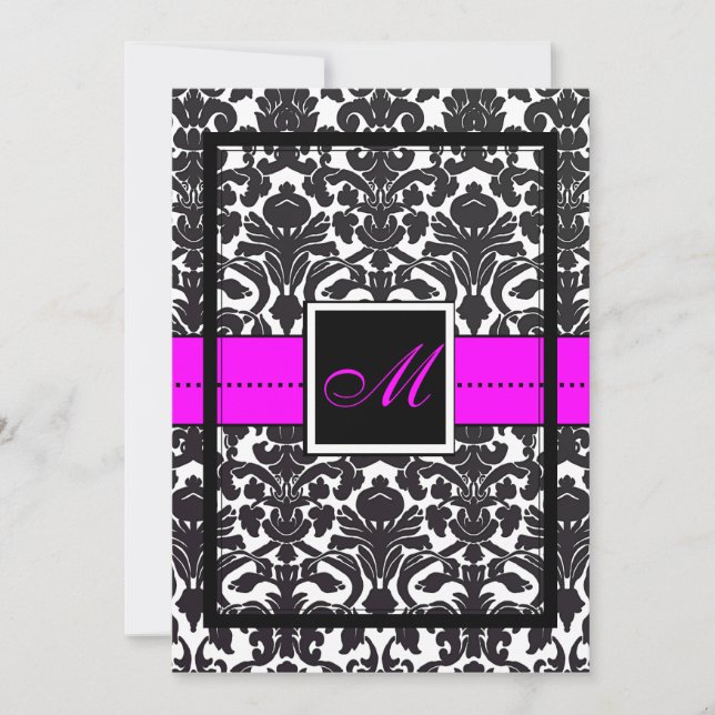 PixDezines Flora Damask/DIY color/neon pink Invitation (Front)