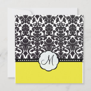 PixDezines flora damask/DIY colors/black+yellow Invitation