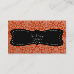 PixDezines flora damask/diy orange spice Business Card