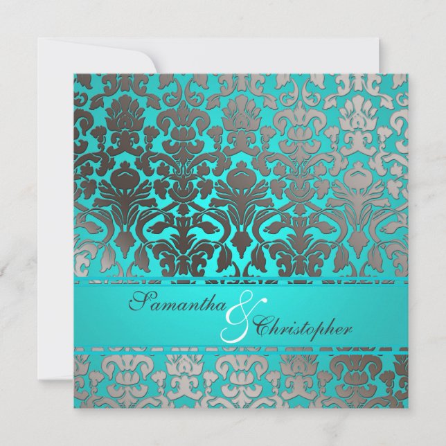PixDezines Flora Damask Wedding Invitations (Front)
