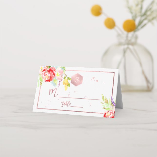 PixDezines Floral Watercolor Bat Mitzvah,Peonies Place Card (Front)