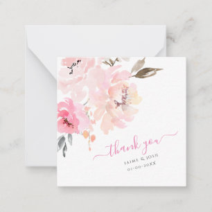 PixDezines Floral Watercolor Blush Pink Peonies Note Card