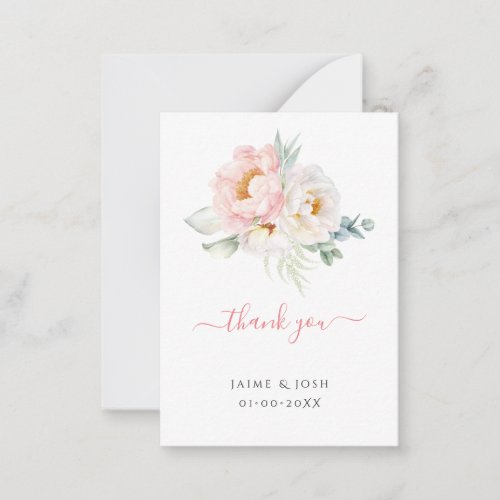 PixDezines Floral Watercolor Blush Pink Peonies Note Card