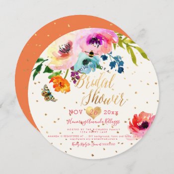 Pixdezines Floral Watercolor Bridal Shower Invitation by custom_stationery at Zazzle