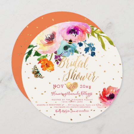 Pixdezines Floral Watercolor Bridal Shower Invitation
