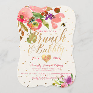 PixDezines Floral Watercolor Brunch+Bubbly Invitation