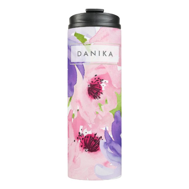 PixDezines Floral Watercolor/DIY background Thermal Tumbler (Front)