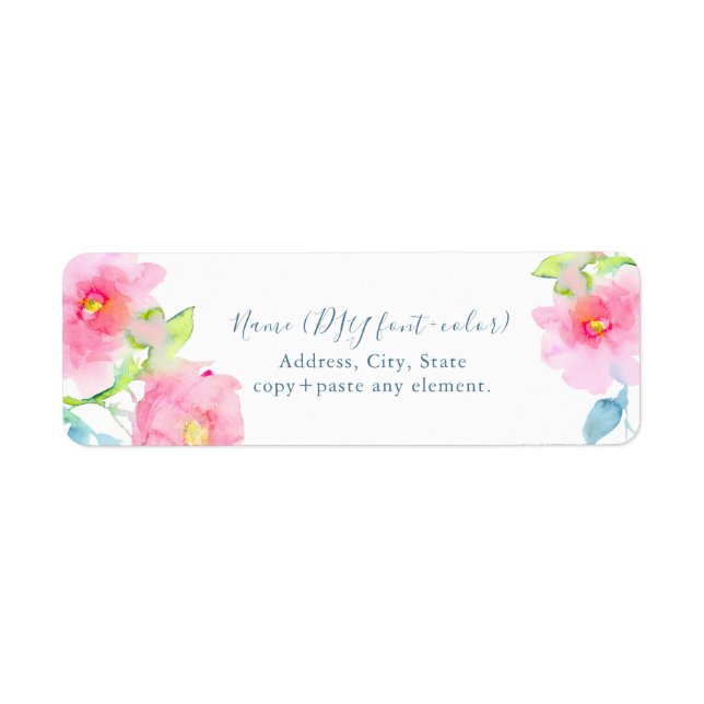PixDezines Floral Watercolor, Garden Roses Label (Front)