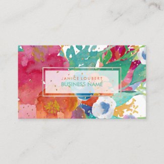 PixDezines Floral Watercolor/Pansies/Gold Specks Business Card